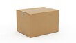 © Monna collection  - Brown cardboard shipping box with tape isolated on white background, representing delivery, moving, and packaging