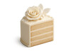 © PerfectPhoto - Wedding cake slice with white rose decoration