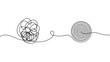 © Vector4all - Continuous line chaos to clarity concept illustration vector, abstract scribble transforming into focused spiral idea