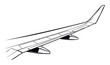© Maestro - Black and white airplane wing vector illustration featuring the engine and wingtip providing a clear visual for aerospace engineering textbooks and flight training manuals