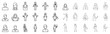 © Logo Solution - Simple thin line vector sketches of various individuals in work and social settings, vector illustration.