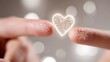 © Puckung - valentine day in the future concept. Fingers with fingerprint patterns form a heart shape together.
