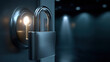 © Nattapol - Security padlock lock door keyhole metal protection access safety dark secure safety concept privacy hallway interior closed barrier night modern