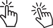 © arraygraphic1 - Hand click cursor icon with tap gesture rays. Black line art pointer symbol for touch UI and UX interaction on white background eps