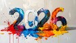 © Layar - Colorful paint splatters form the numbers 2026, on a neutral background