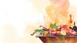 © decorator - Summer barbecue watercolor illustration evokes warmth family food and convivial outdoor moments