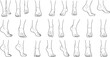 © Riyaj Vector Valley - Bare feet in various positions human feet foot anatomy line black and white