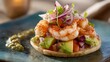 © Marry93 - Mexican seafood tostada transformed into elegant plated main, pale stone backdrop