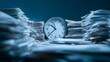 © Shadats Zone - Analog clock between large stacks of documents symbolizing time management and heavy workload