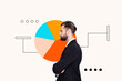 © deagreez - Full photo banner 3d collage of serious businessman stand diagram development percentage symbol progress statistics promotion