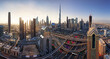 © TTstudio - Beautiful aerial sunrise in Dubai centre with panoramic skyline view, UAE