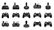 © @_ greta - Collection of classic and modern game controllers and joysticks in silhouette style