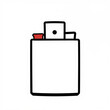 © GMeta - Minimalist cartoon lighter with bold black outline, white body, red accent, and top lid on a clean white background