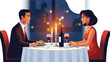© Basit - A smiling couple enjoying a romantic candlelit dinner at a cozy restaurant table with wine with romantic dinner and date and intimate and fine dining
