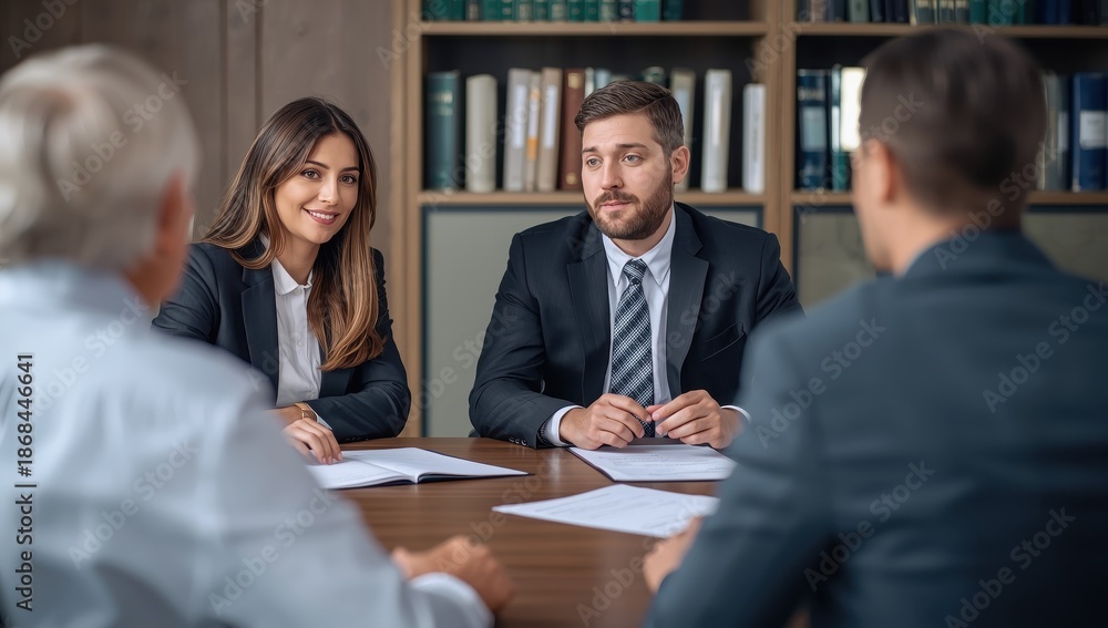 Lawyers advise clients in-office on agreements and financial issues for fairness and legal compliance