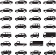 © vector  - collection of various black car silhouettes on white background