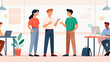 © beerman - A group of people are standing in a room, talking to each other. Scene is friendly and social