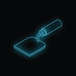 © ylivdesign - Neon blue trowel glowing in the dark, isometric view of construction tool for masonry work