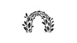 © riski - Elegant Archway Adorned with Lush Foliage in Minimalist Style.