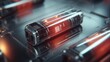 © khumthong - Futuristic glowing cylindrical data storage modules with digital readouts on a metallic surface