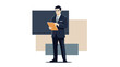 © Suliman - Businessman in Suit Holding Tablet, Professional Corporate Illustration