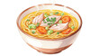 © masud - A steaming bowl of noodle soup with vegetables and herbs served in a ceramic bowl