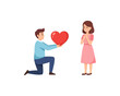 © M4rt - A man on one knee offering a large red heart to a surprised woman, symbolizing love and romantic gesture.