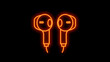 © mojumders729 - A glowing neon illustration depicts a pair of wired earbuds against a stark black background showcasing modern audio technology