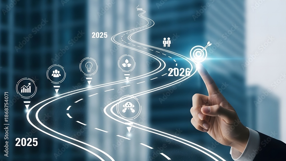 Foto de Stock Business roadmap to 2026 success concept. A strategic ...