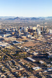 Phoenix Arizona skyline aerial view photo of downtown with skyscrapers from above in Phoenix, United States