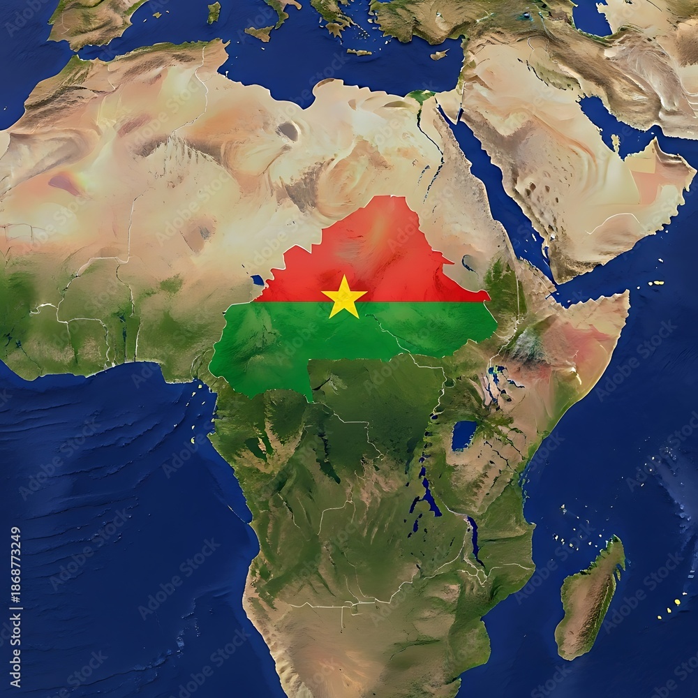 Map showing location of burkina faso country highlighted with its ...
