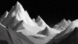 © MnDesign03 - Stylized black and white mountain landscape with stippled texture and starry night sky peak summit