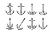 © trianatio - nautical anchor illustrations in various vintage styles including classic, admiralty