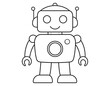 © gingsulku - A simple, cartoon-style depiction of a friendly robot in black and white, featuring a rectangular body, round eyes, and antenna
