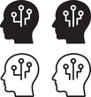 © MD.Kawsar Hossan - Isolated ai human brain silhouette icon, ai artificial intelligence concept, human brain ai technology illustration, minimal future tech innovation branding vector