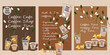 © Siriyaporn Chong - Coffee and tea menu design in a brown and leafy design. Coffee shop menu decoration. Cute hand-drawn vector illustration, ideas for menu posters, cards, brochures, flyers, invitation cards, or leaflet