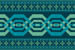 © Umpa  - seamless geometric pattern, Pixel art border seamless pattern, vector pattern, ethnic geometric pattern, green pattern with teal background, design for fabric, textile, border, carpet, rug, digital pr