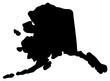 © OS - Alaska State Silhouette on Transparent Background. Black Map of Alaska, United States Territory Shape