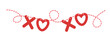© Iulia - Isolated Valentine's Day paper garland with red lettering XO XO on striped jute rope. Hand drawn flat element tied cotton rope bakers twine, ribbon. Vector EPS10