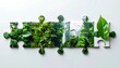 © Moh Bintara Yuda - Earthy puzzle pieces assembled to form a lush green forest landscape symbolizing environmental conservation and ecological harmony