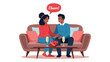 © Rohim - Couple enjoying romantic date with champagne on cozy sofa