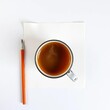 © Chalermrach - Overhead shot of pristine textured paper, steaming coffee, and a sharpened pencil, poised for creation, flatlay,  writing