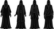 © Arif Creatives - Stylized silhouette vector illustration of robed figures with unique fashion garment designs, costume concepts, draping styles, and creative outlines