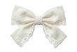 © X02 - Cream fabric hair bow with delicate lace trim