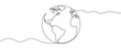 © Viktoriia - Planet Earth showing outlines of continents, including the Americas and Africa. Symbol of globalization, environment, travel, or world community in one line art style with editable black stroke. Vecto