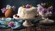 © fivan - Coconut chiffon cake photographed with harsh flash, editorial realism style