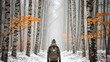 © youns - persona mochila nieve naturaleza diario portada utah otoño desenfoque horizonte línea enfoque centro principal