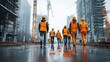 © Butsaba - Urban construction zone showing teamwork between field workers and site managers