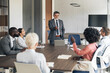 © Jelena - Senior business leader leading diverse corporate team meeting