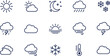 © pappa - Minimalist weather forecast line icon set with sun clouds rain snow storm and temperature symbols for meteorology mobile application.